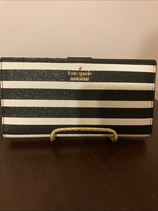 kate spade Handbags - kate spade Black Glitter & Sandy Beach Striped Stacy Long Wallet w/storybook.